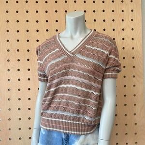70s knit top striped crochet